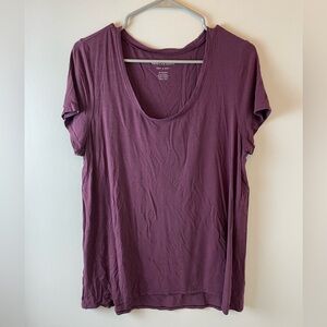 Basic Plum U-Neck T-Shirt from American Eagle Outfitters in Size XL